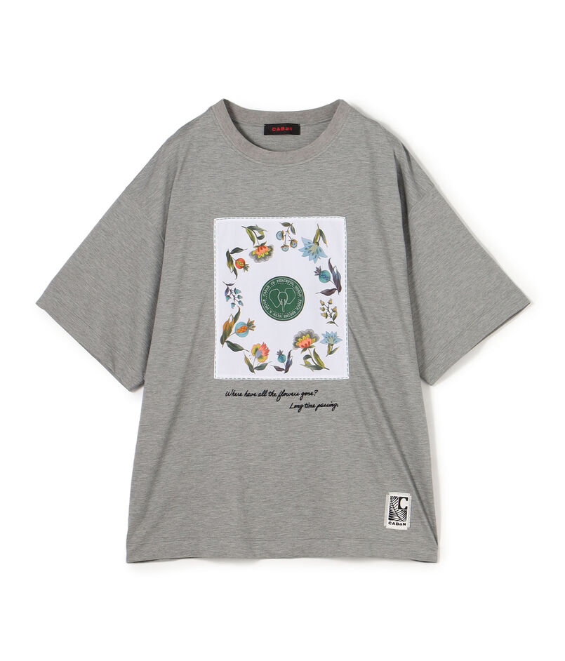 CABaN スビンコットン フラワーサークルプリントＴシャツ