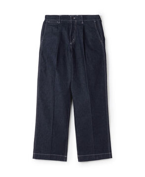 9.5OZコットンデニム 1プリーツバレルパンツ