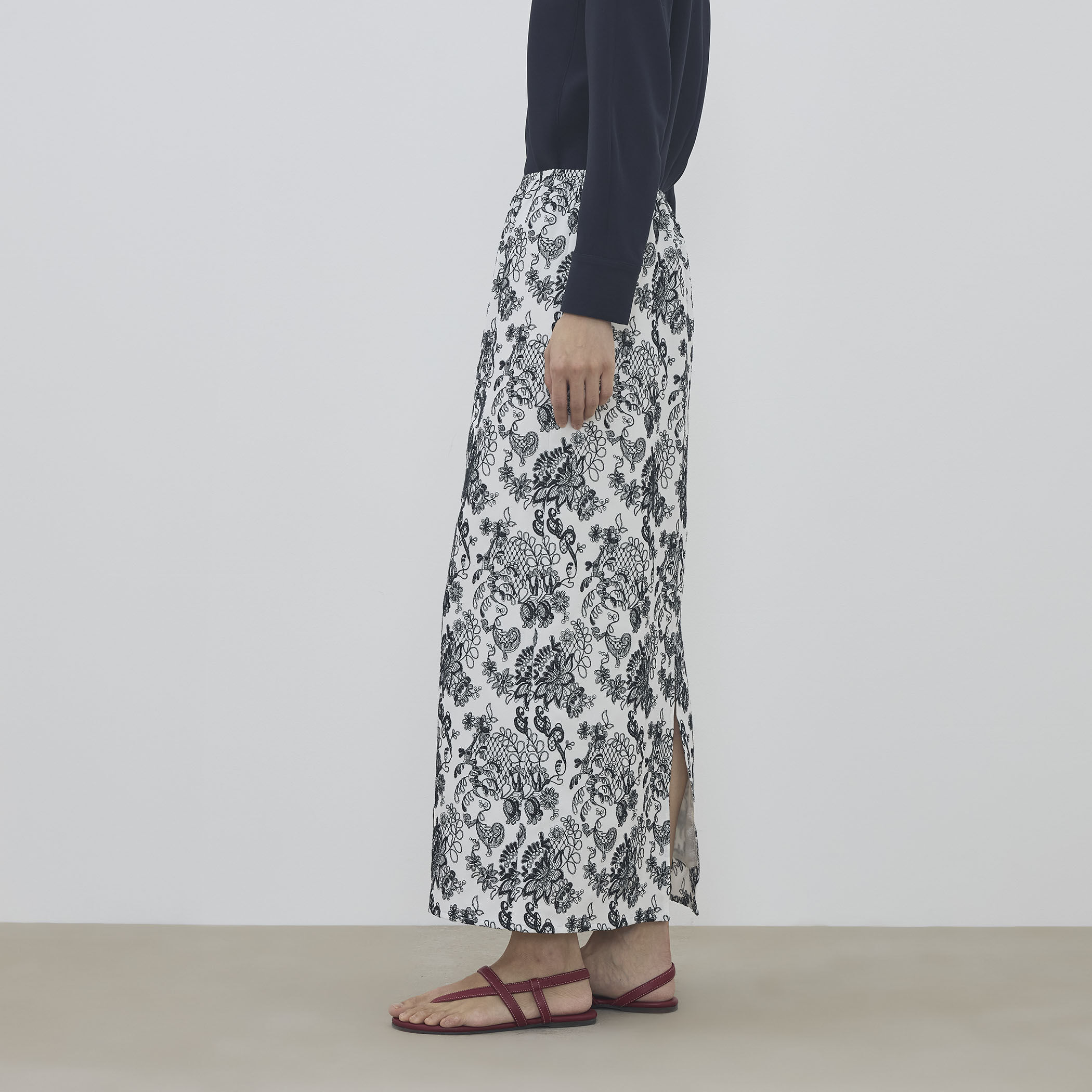 マリンレースエンブロイダリー エラスティックスカート