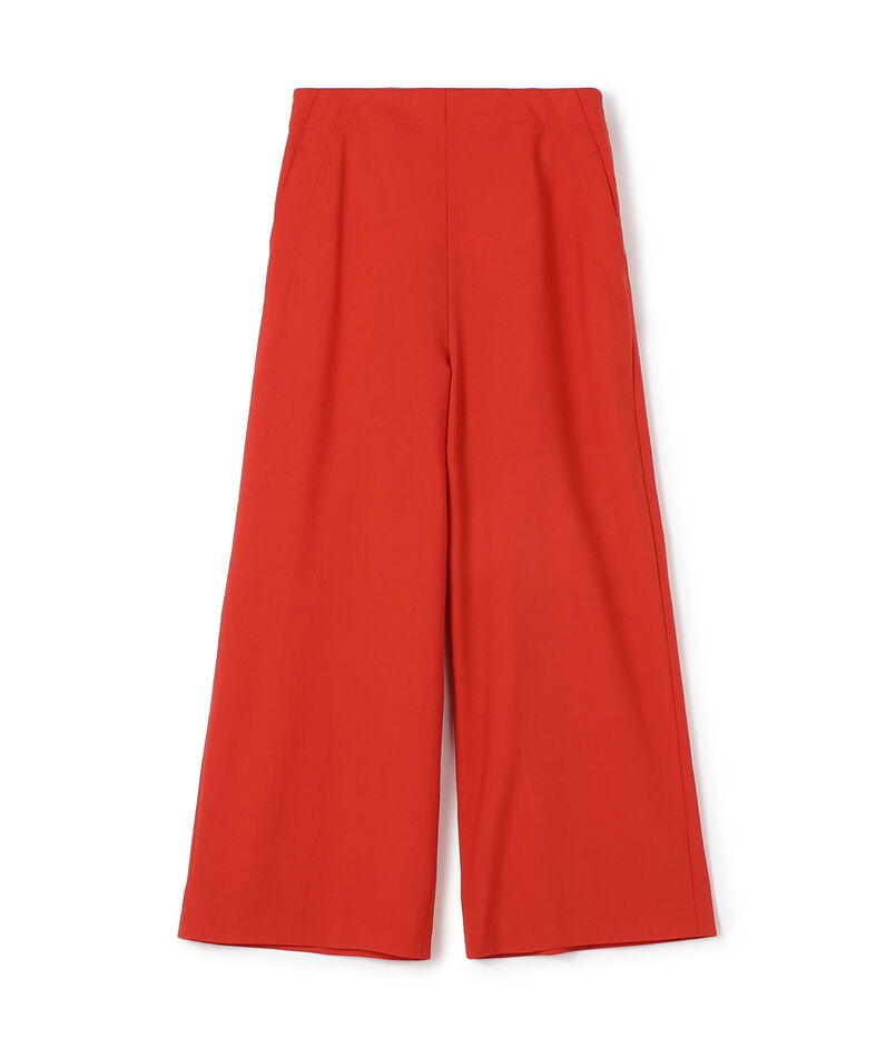 ウールポリエステルストレッチ ワイドクロップドパンツ