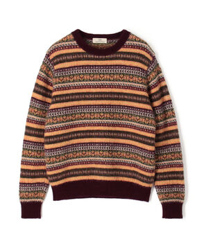 ウールアルパカ フェアアイルジャガード クルーネックプルオーバー
