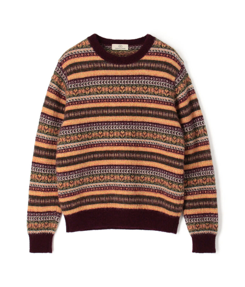 ウールアルパカ フェアアイルジャガード クルーネックプルオーバー