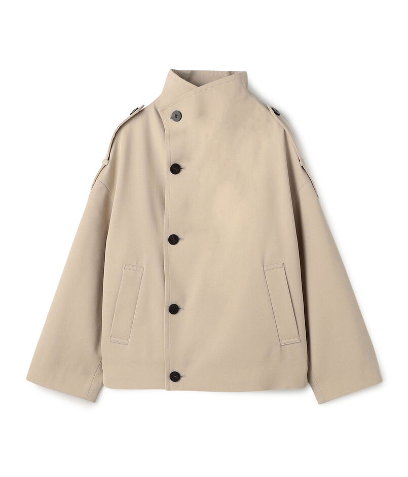 コットンウールギャバジン ハイネックショートコート