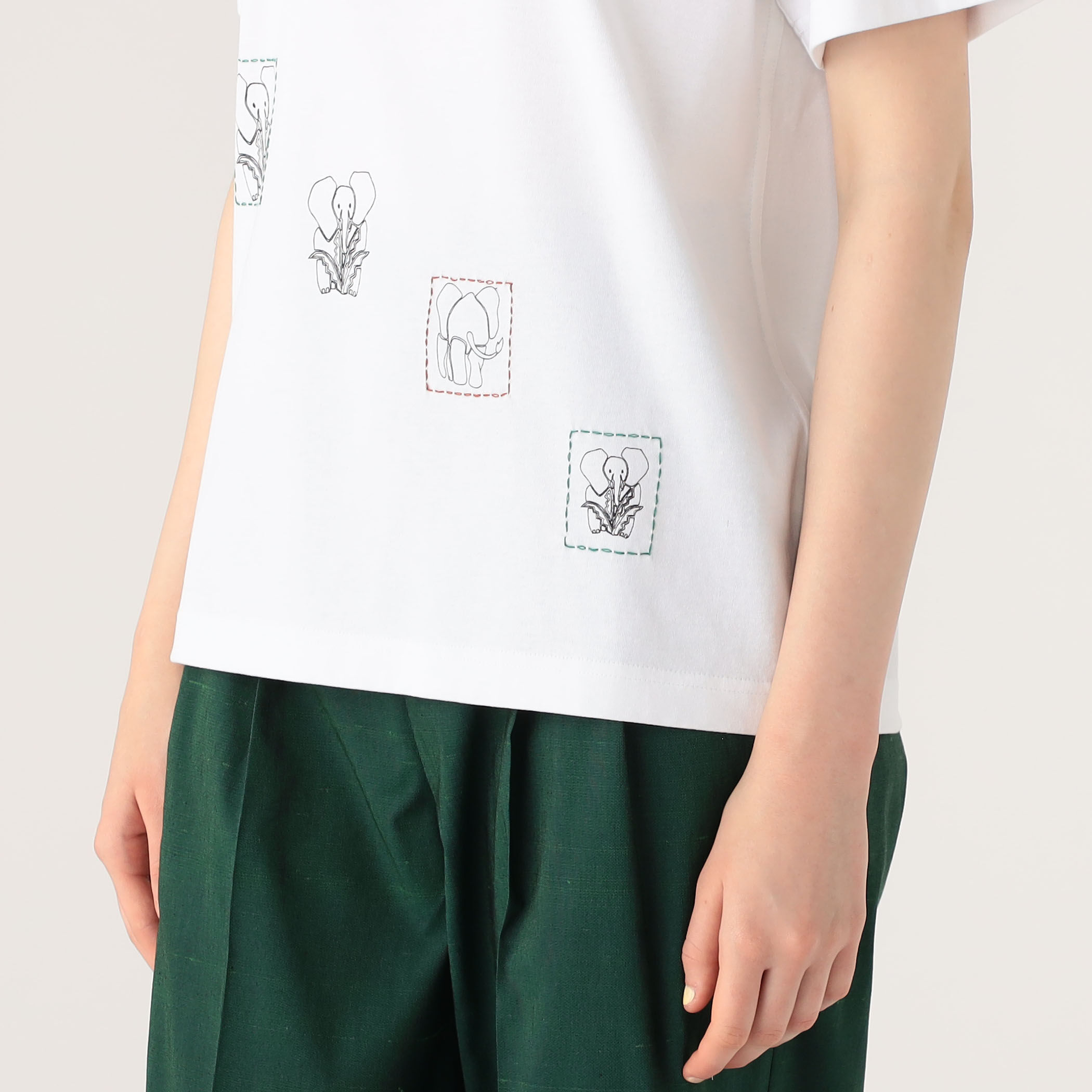 CABaN ドライスビンコットン ELEPHANTマーチエンブロイダリーT