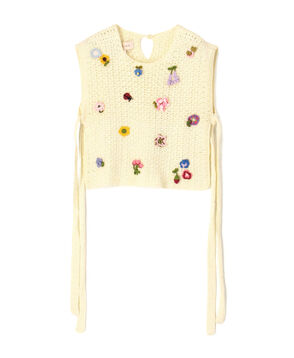 ODE TO ODD Basant Bib エンブロイダリー ニットベスト
