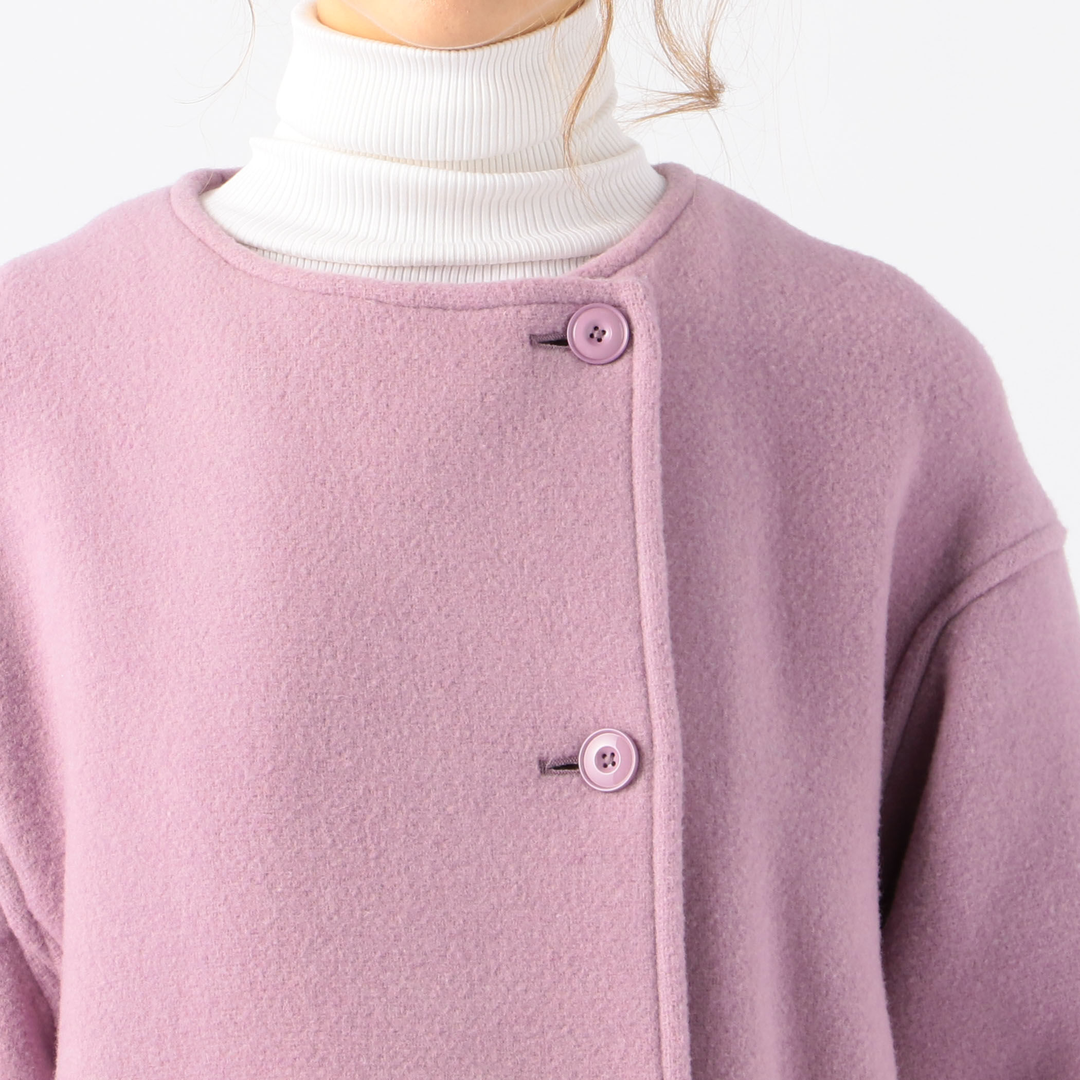 【SALE】縮絨ウール ロングカーディガンコート くすみカラー ピンク 紫 楽天市場】コート アウター レディース フェイクウール ノーカラー 冬