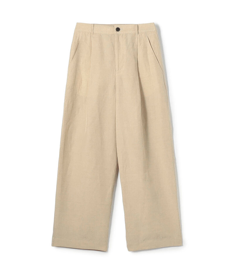 リネンキュプラシルクコンパクト タックパンツ