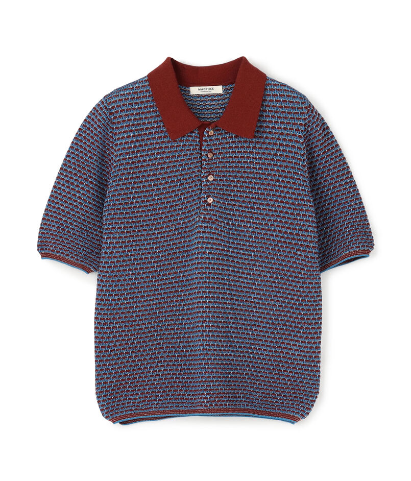 コットンナイロンラメボーダー ポロプルオーバー