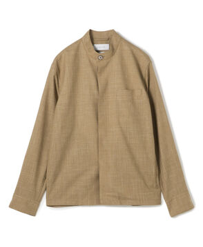 CARUSO OVERSHIRT ウールシルクリネン スタンドカラー シャツブルゾン