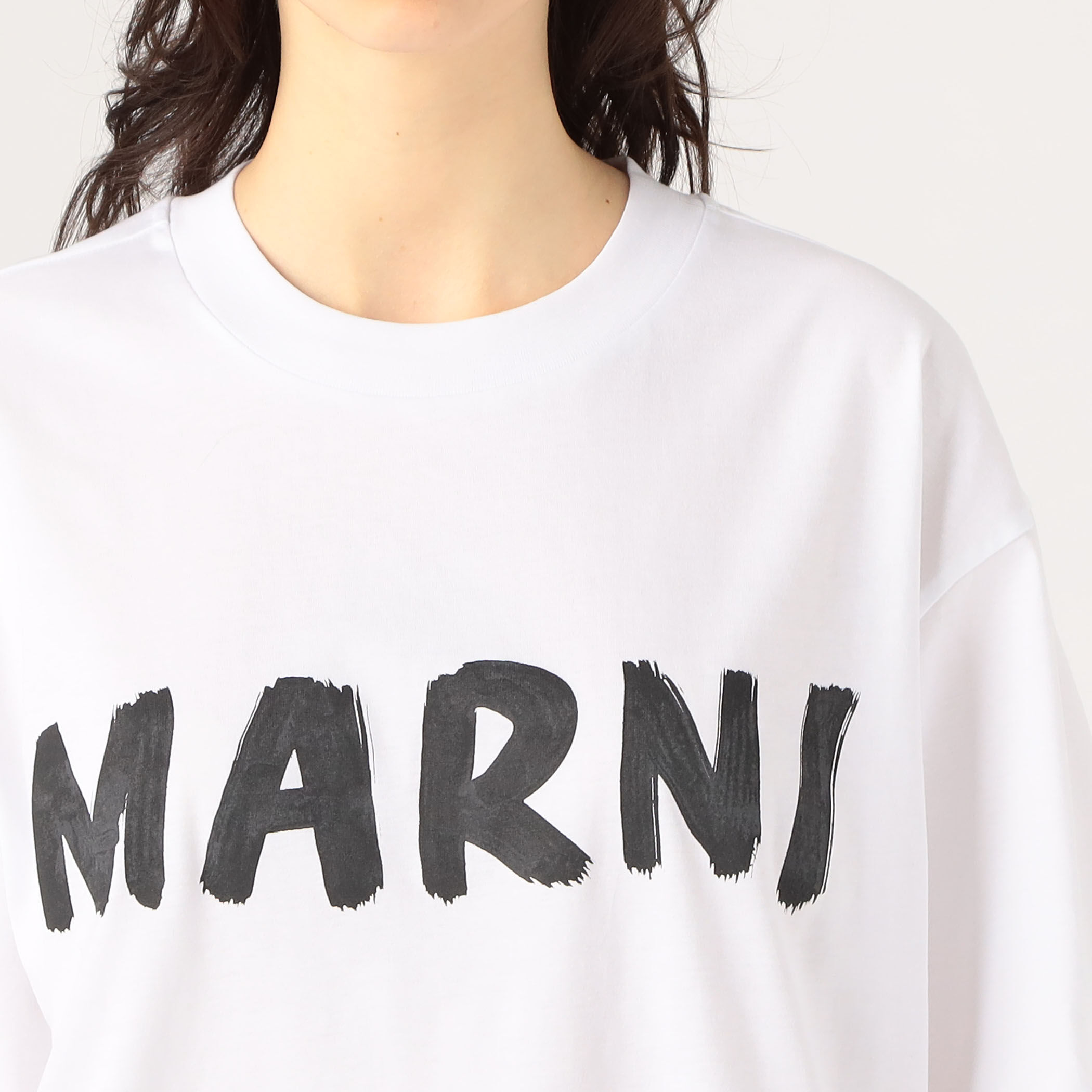 MARNI (マルニ) コットン100％ ネックロゴ刺繍 クルーネック