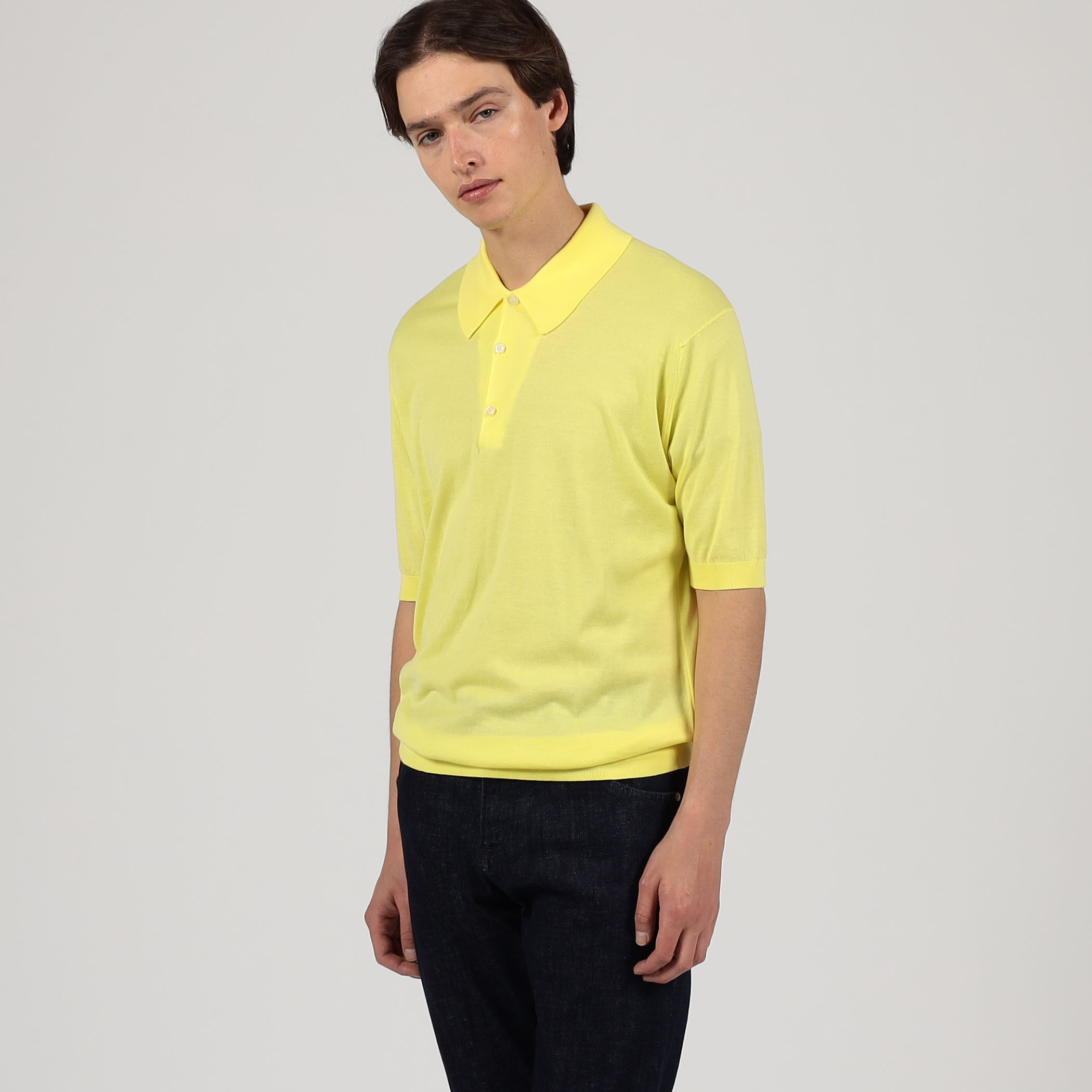 【美品】 ジョンスメドレー 黄色 イエロー ポロシャツ Johnsmedley Ladies Deadstock 2サイズ Seaisland cotton 半袖