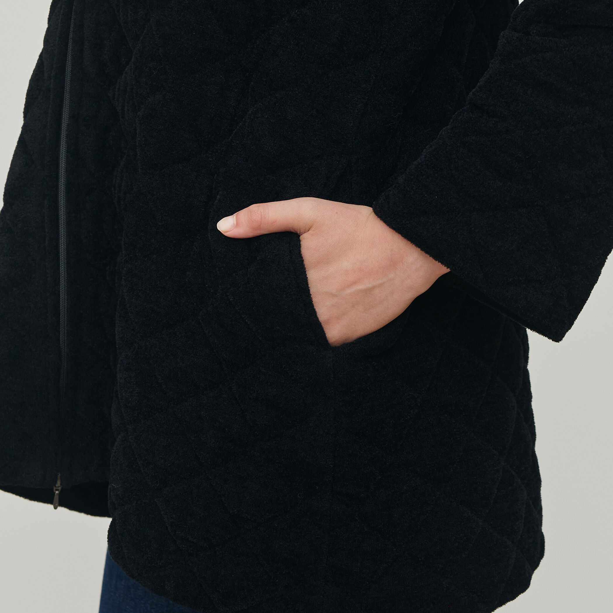 キルティングベロアニット ビックカラーコート｜トゥモローランド 公式通販