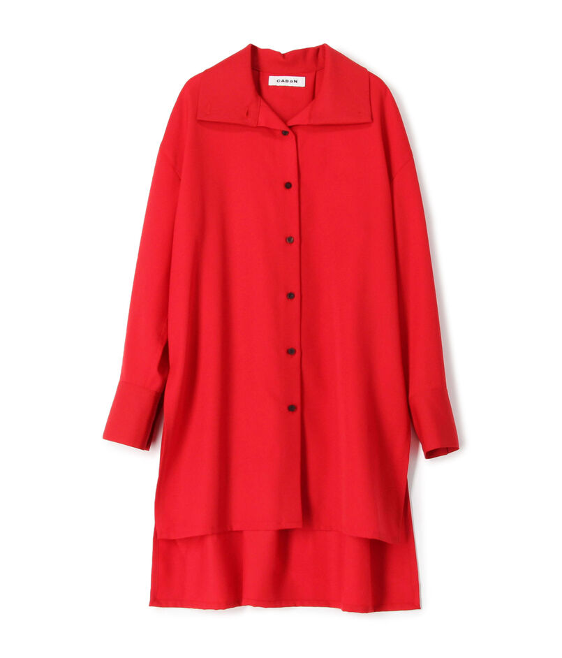 CABaN ウールツイル ハイネックロングシャツ