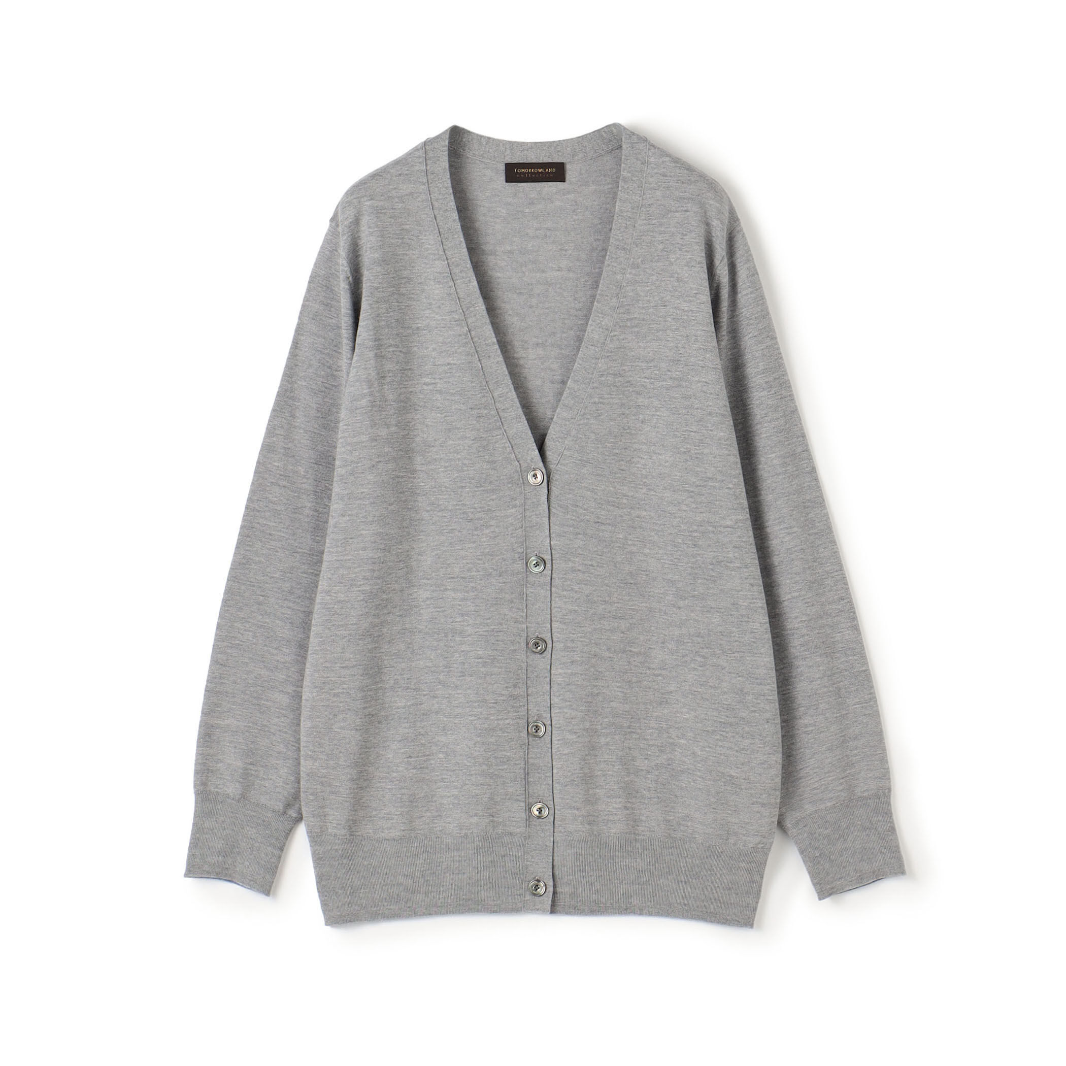 新品未使用✨グレー モヘア　長袖カーディガS　トゥモローランド エクストラファインウール Vネックカーディガン｜トゥモローランド