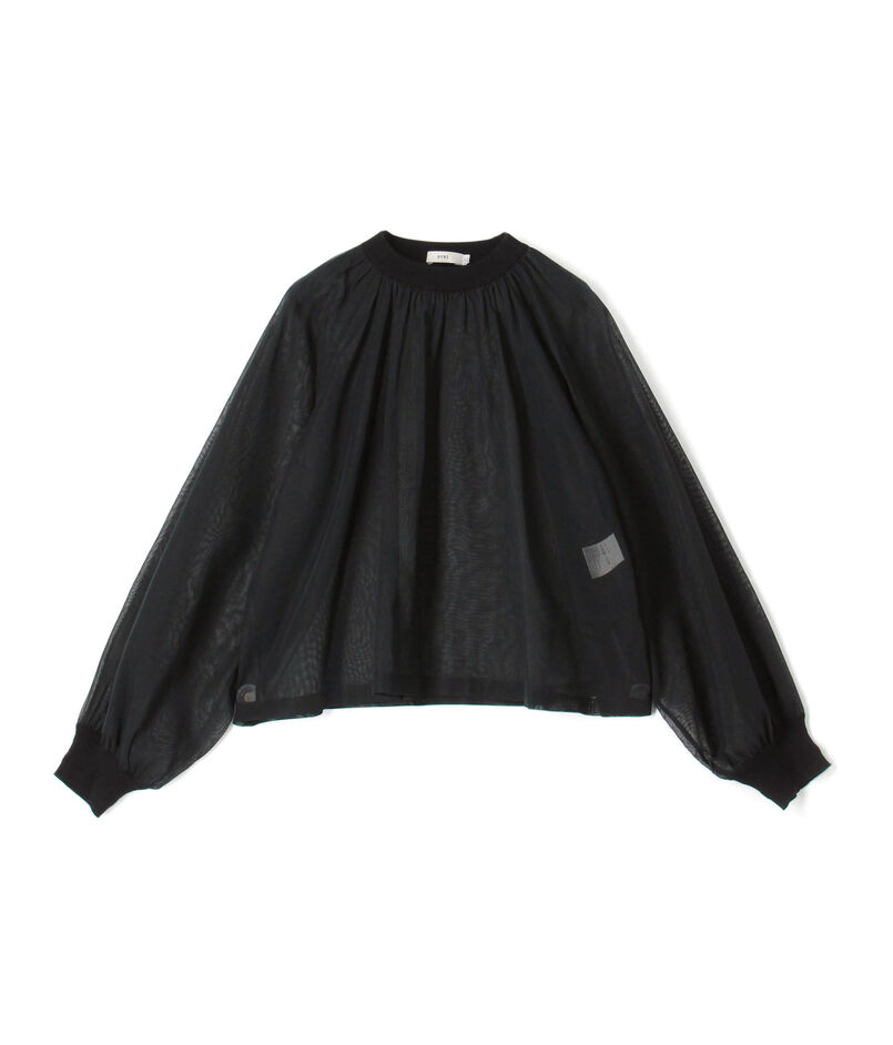 HYKE COTTON VOILE SHIRRED BLOUSE シアーブラウス