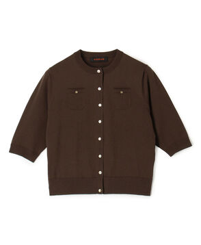 ファインポリエステル ハーフスリーブポケットカーディガン