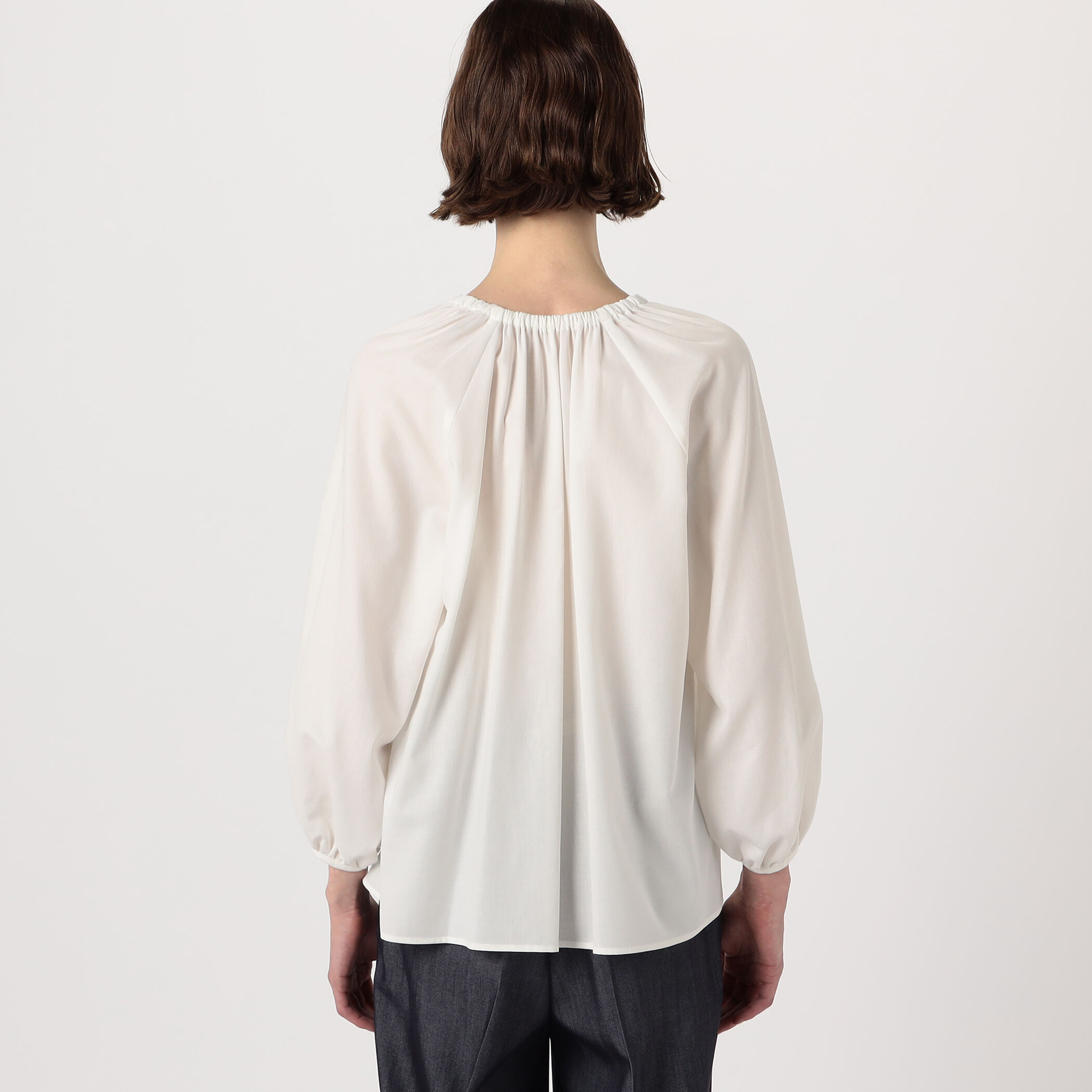 美品】23AW ドゥロワー コットン ストライプ スキッパー ブラウス 36