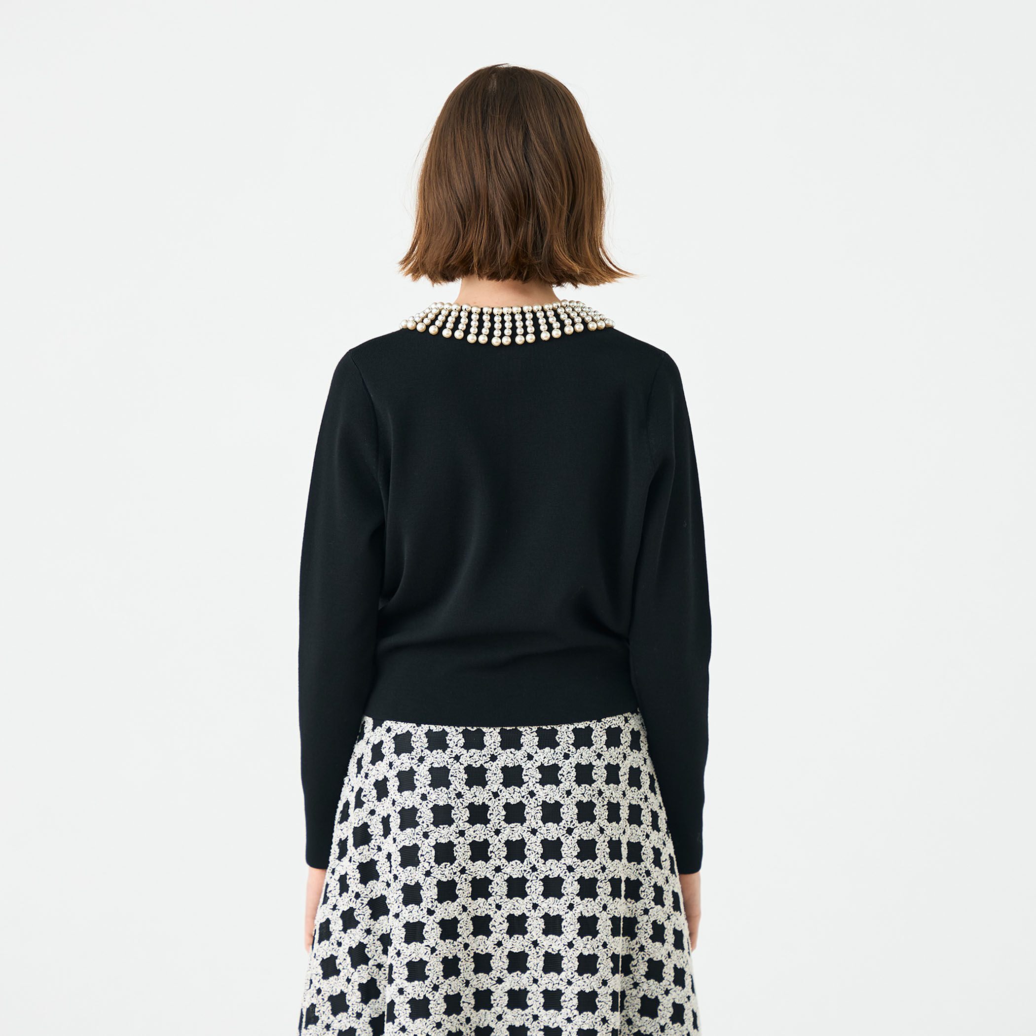 Ballsey ボールジィ ウールコットンパールコンビ クルーネックカーディガン BALLSEY（ボールジィ）の「ウールコットンパールコンビ クルー