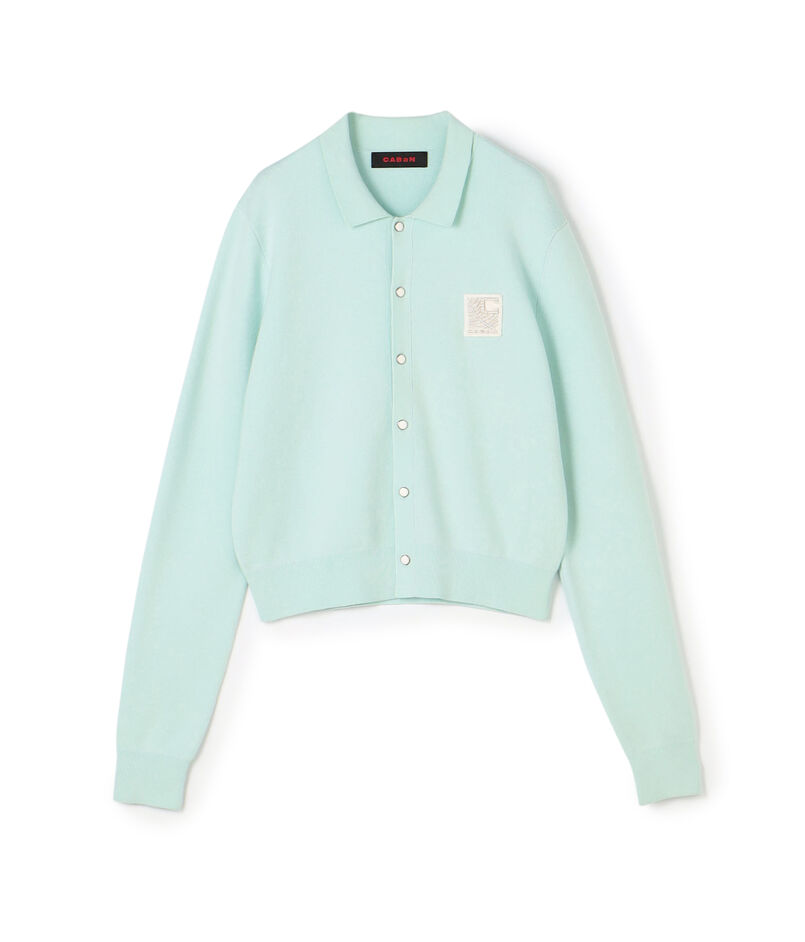 CABaN コットンカシミヤ パールロゴポロカーディガン  