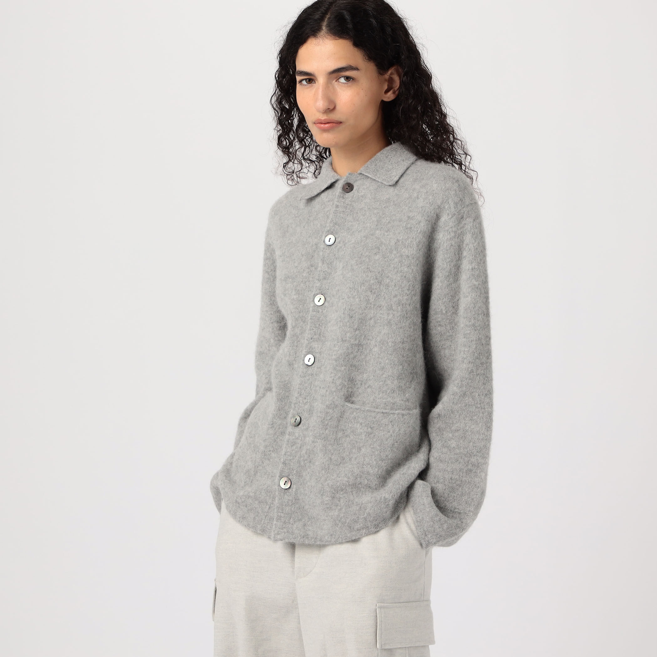 ベビーアルパカボイルド シャツカーディガン｜トゥモローランド 公式通販