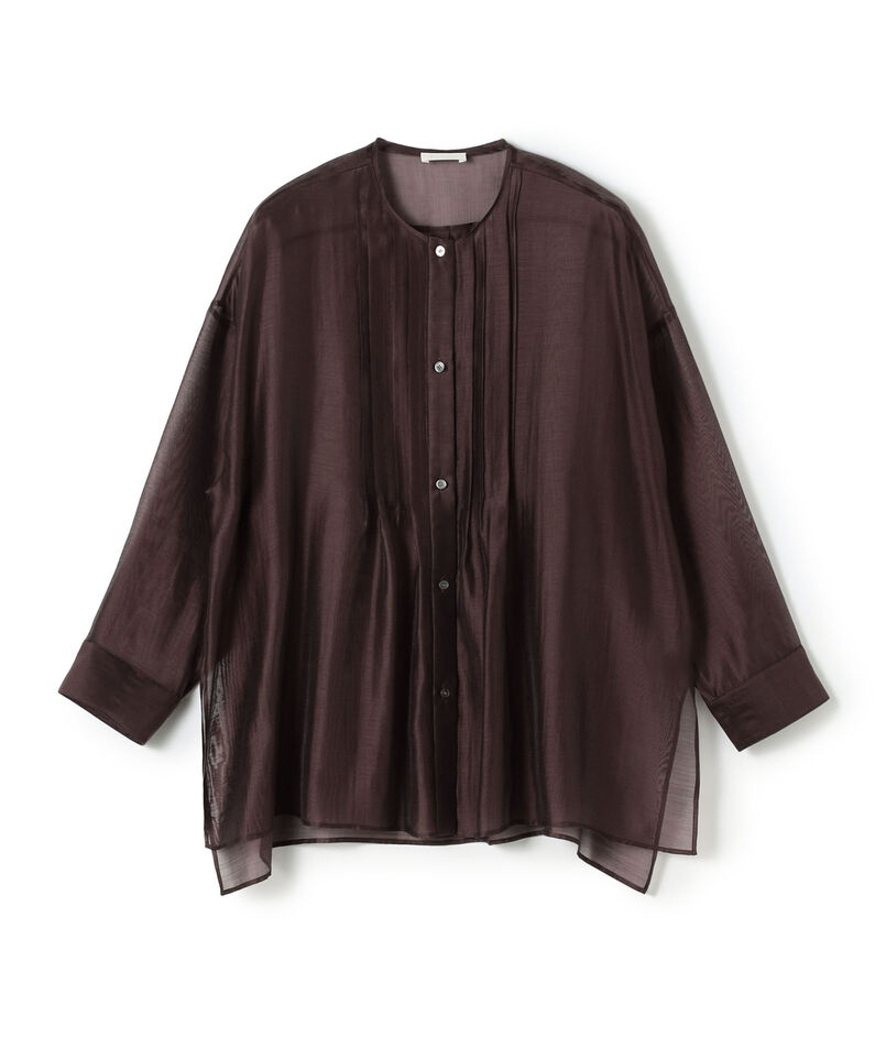 セルロースポリエステルオーガンジー ランダムタックブラウス