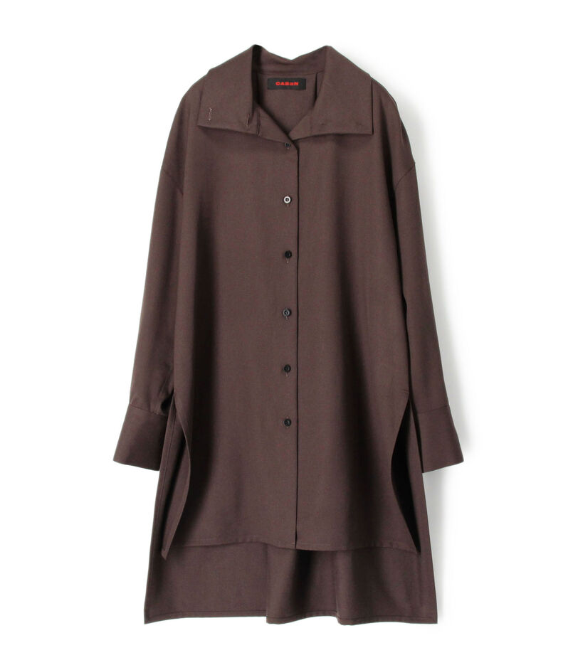 CABaN ウールツイル ハイネックロングシャツ