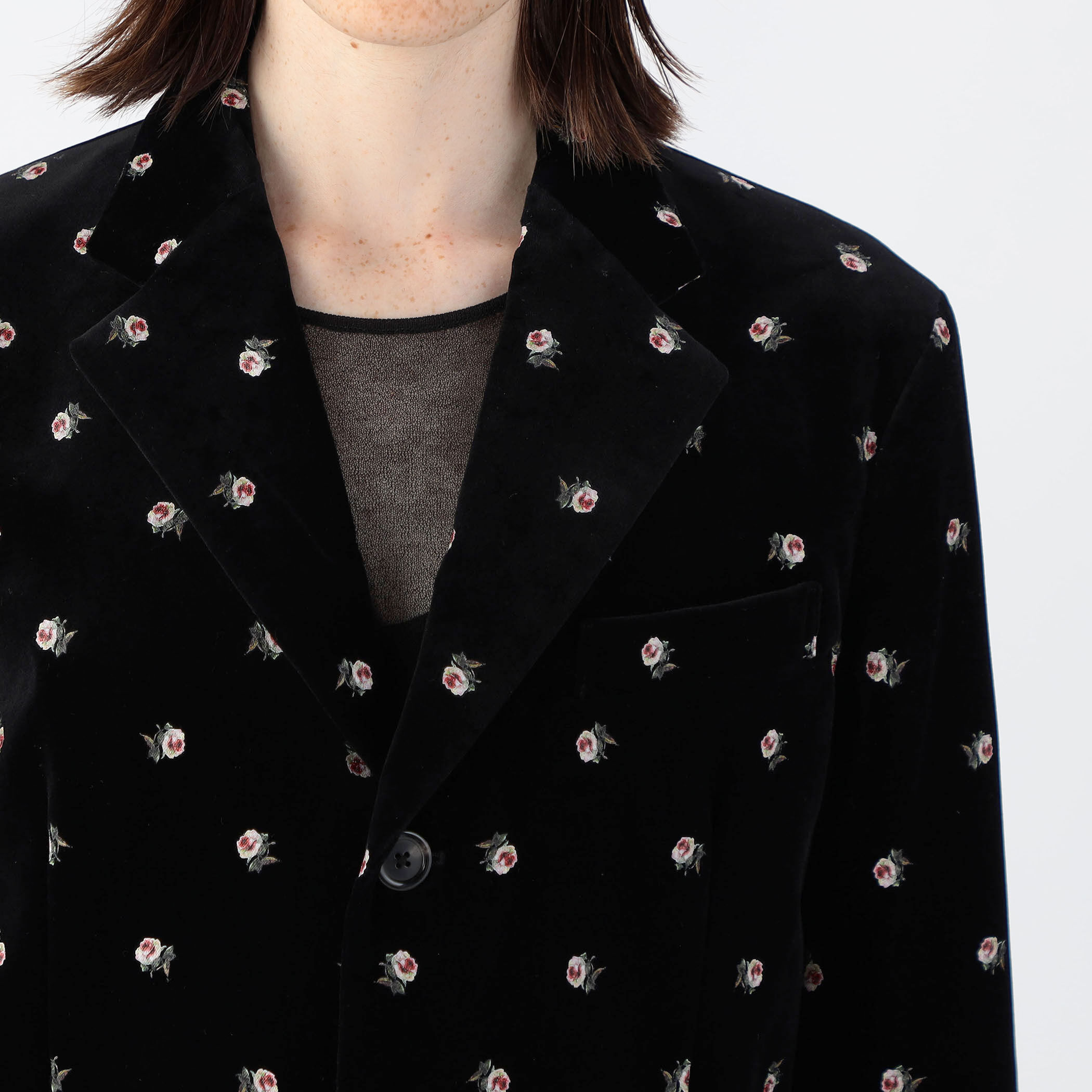 CABaN ベロアローズプリント テーラードジャケット
