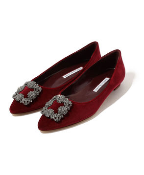 MANOLO BLAHNIK HANGISIFLAT ベルベット ビジューパンプス