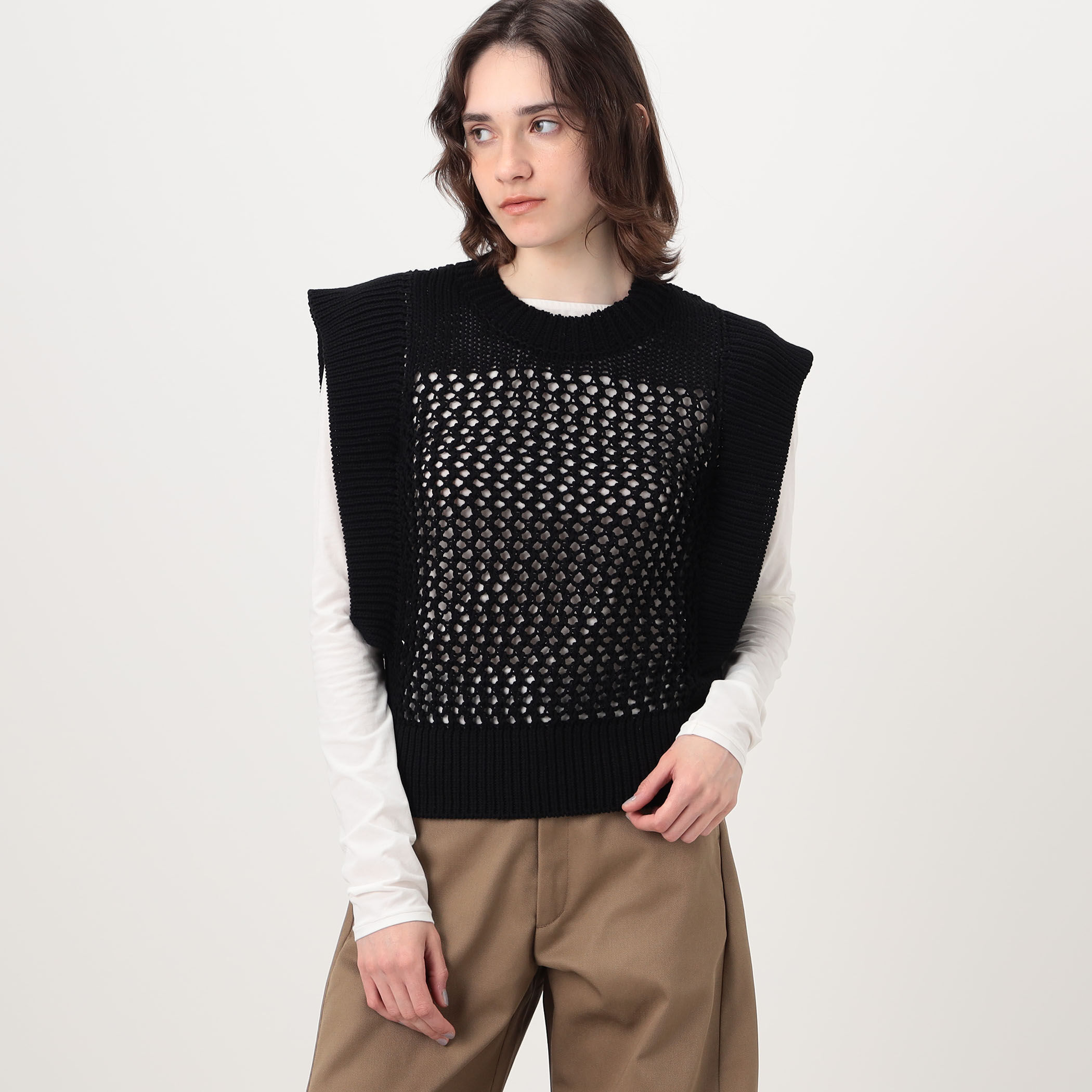 HYKE CROCHET SLEEVELESS KNIT クロシェ スリーブレスニット