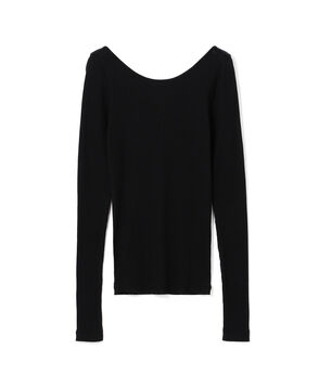 シルクコットンリブ ボートネックプルオーバー