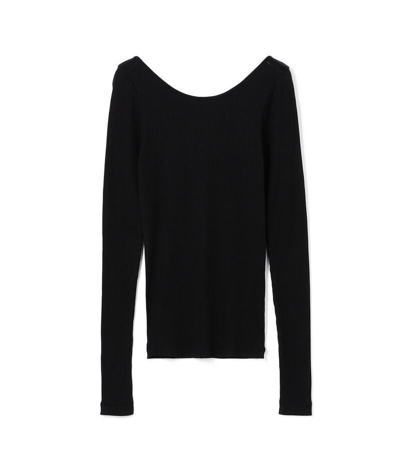 シルクコットンリブ ボートネックプルオーバー