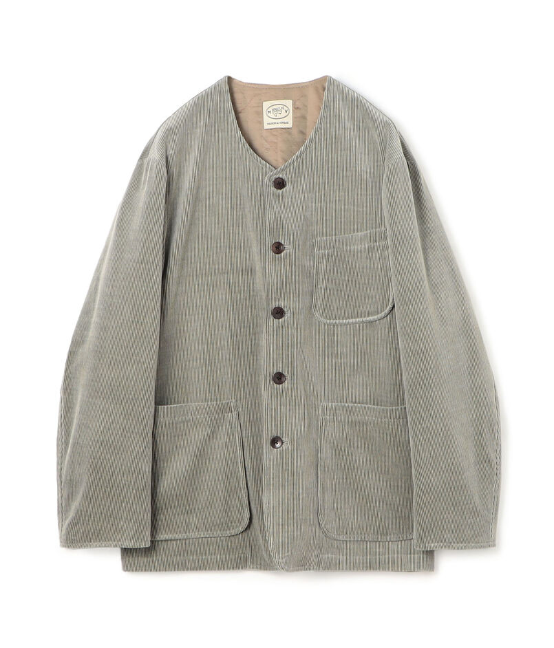 コットンウールコーデュロイ カラーレスジャケット SKY FALL