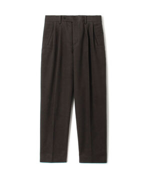 コットンシルクモールスキン 1プリーツ テーパードパンツ