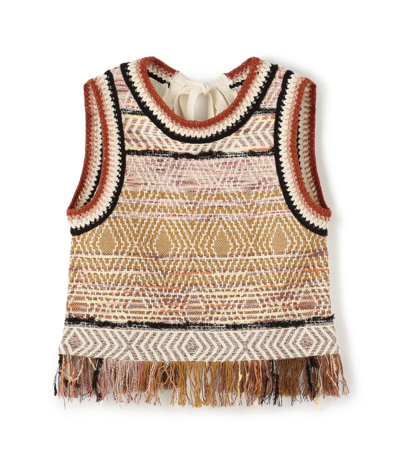 ■ツイードボーダー ニットコンビトップ