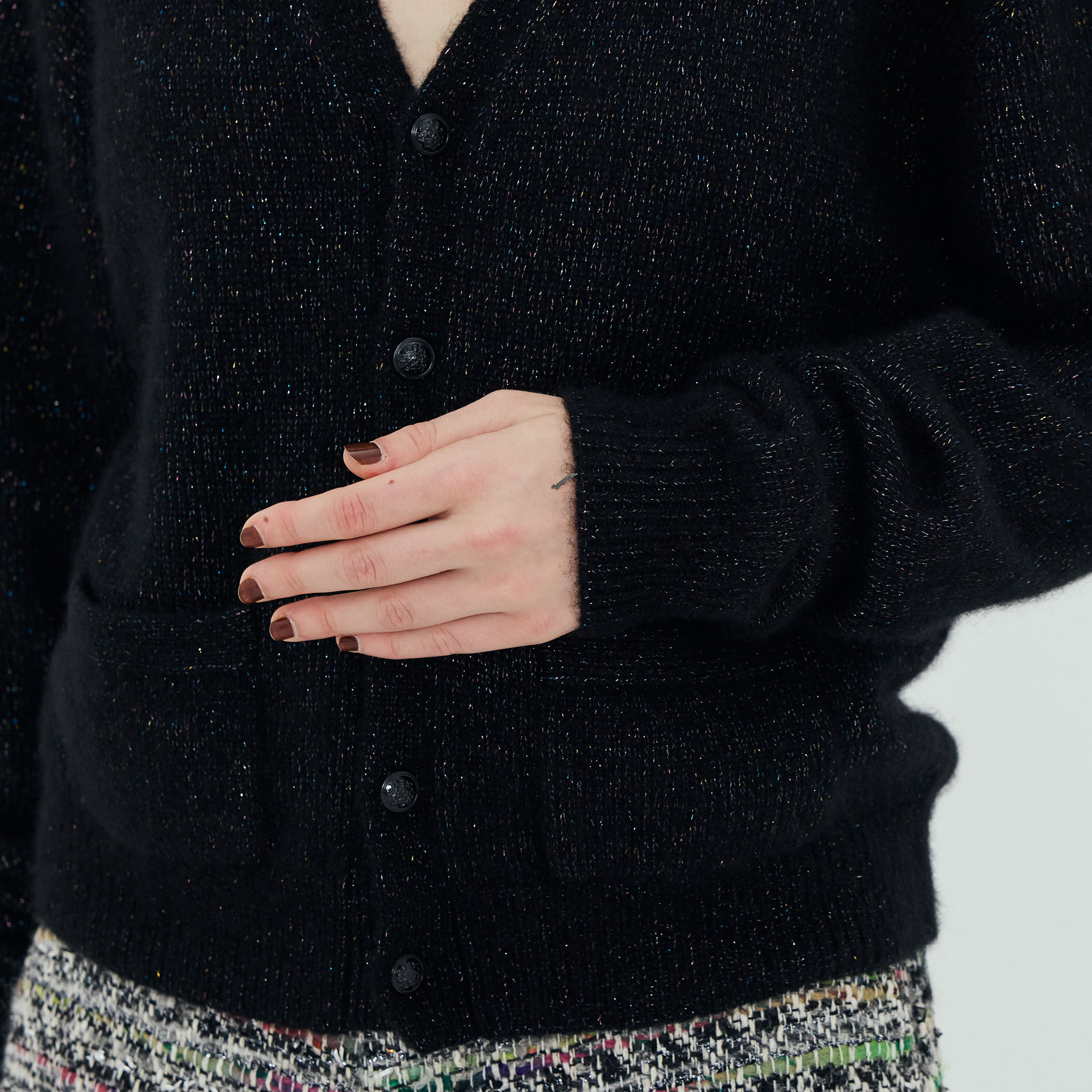 ニット TOMORROWLAND .B ウールカシミヤラメ アシンメトリックプルオーバー レディース