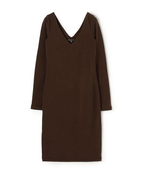 コットンストレッチ ディープVネックワンピース WLSR6823