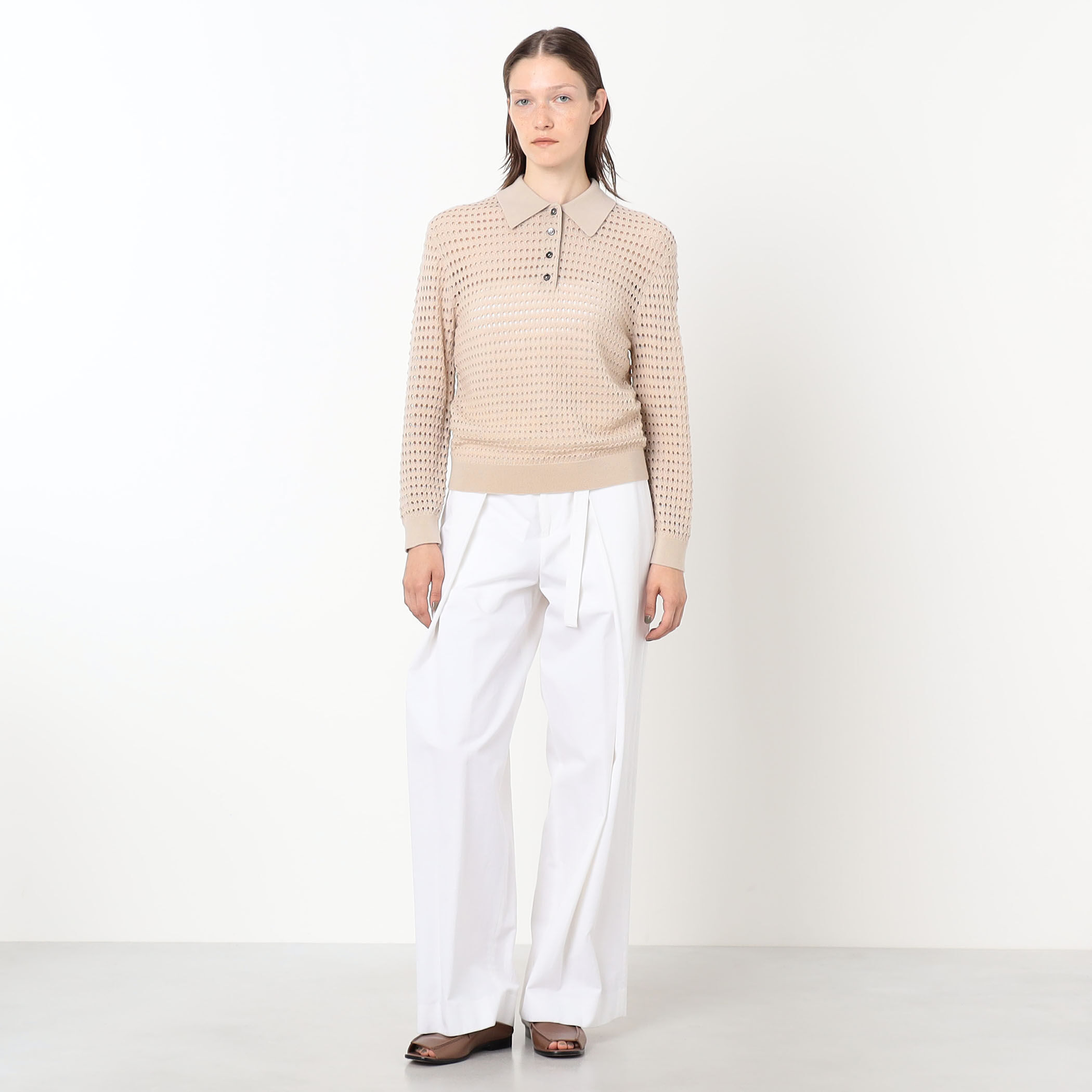 ZANKOV RYAN POINTELLE ポロカラー メッシュニット｜トゥモローランド