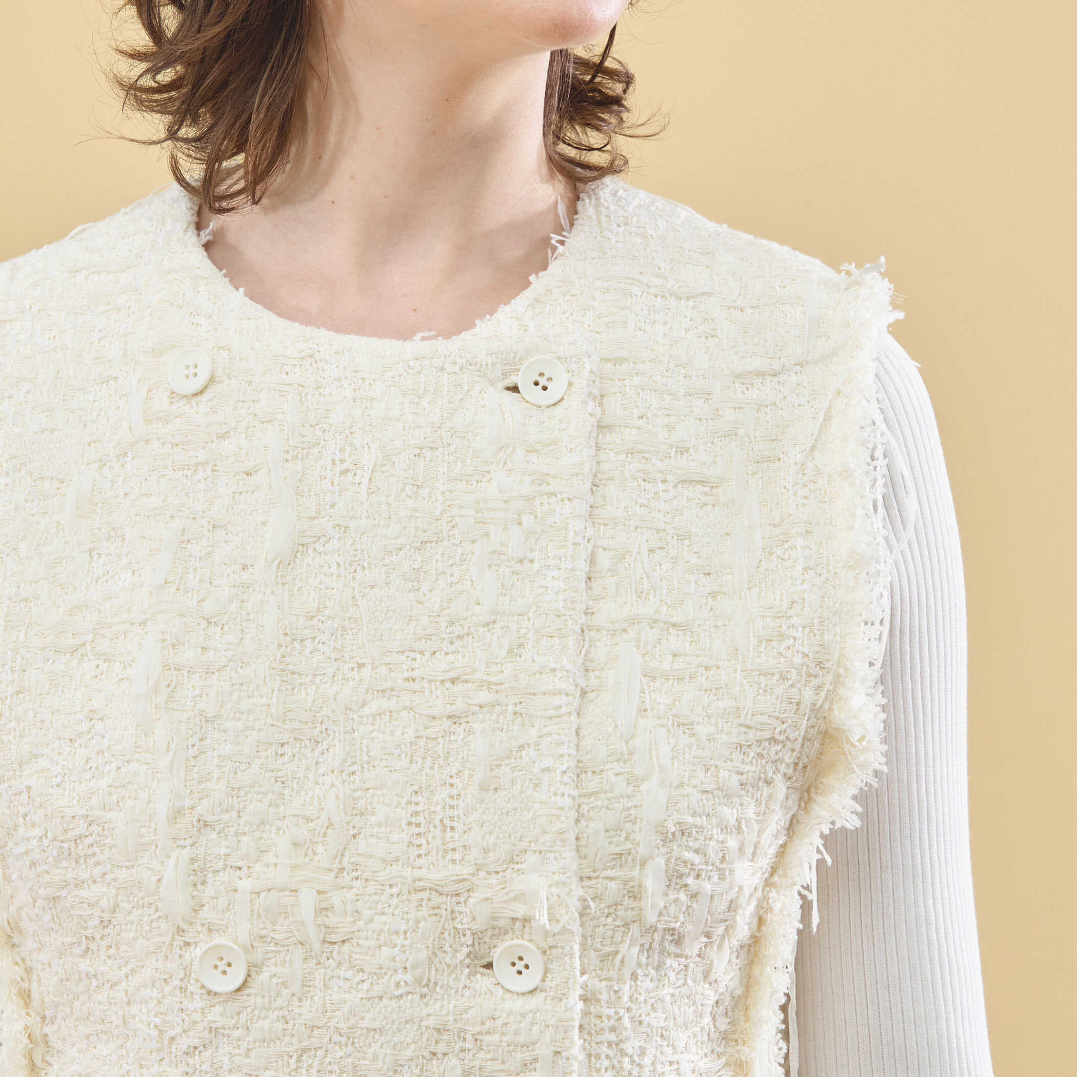 VERY STOREコラボ】Fringe tweed gilet – ensuite_official