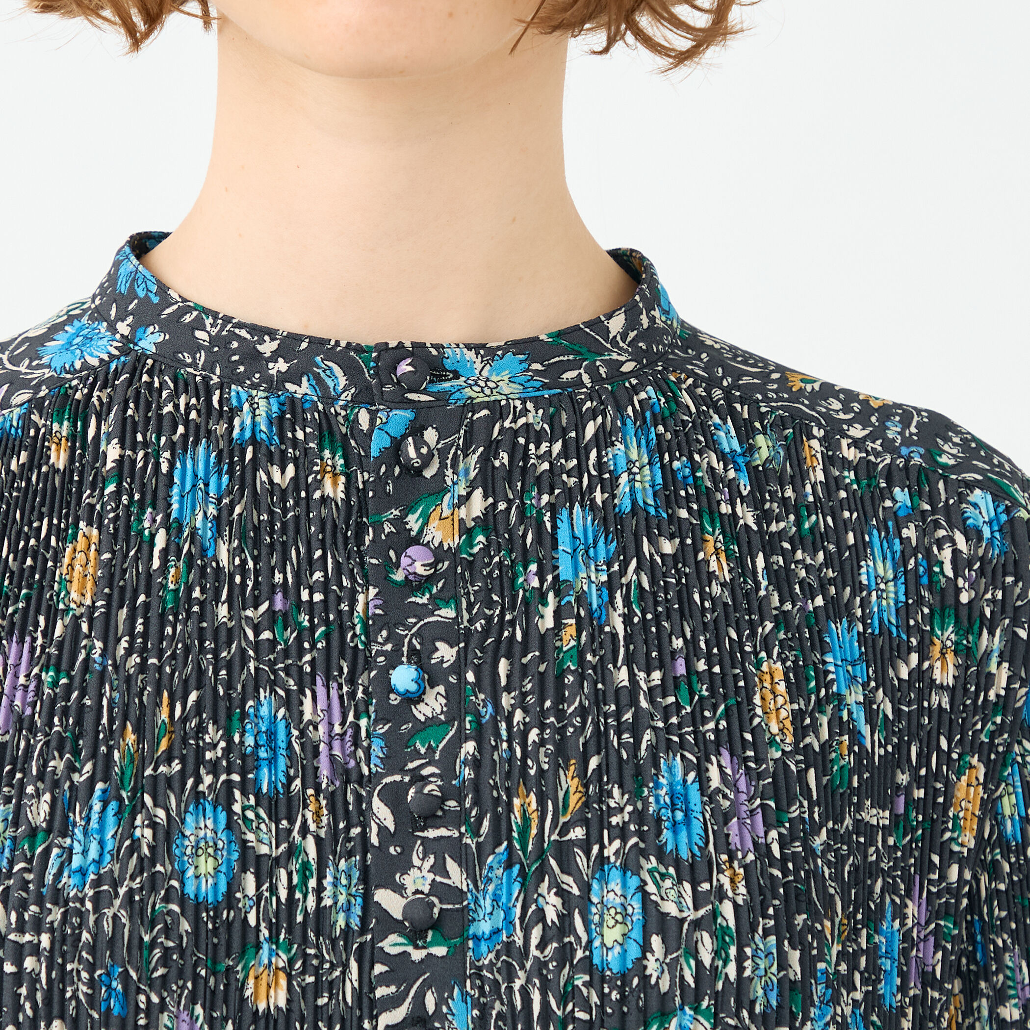 ポリエステルプリーツ バンドカラーワンピース｜トゥモローランド 公式通販