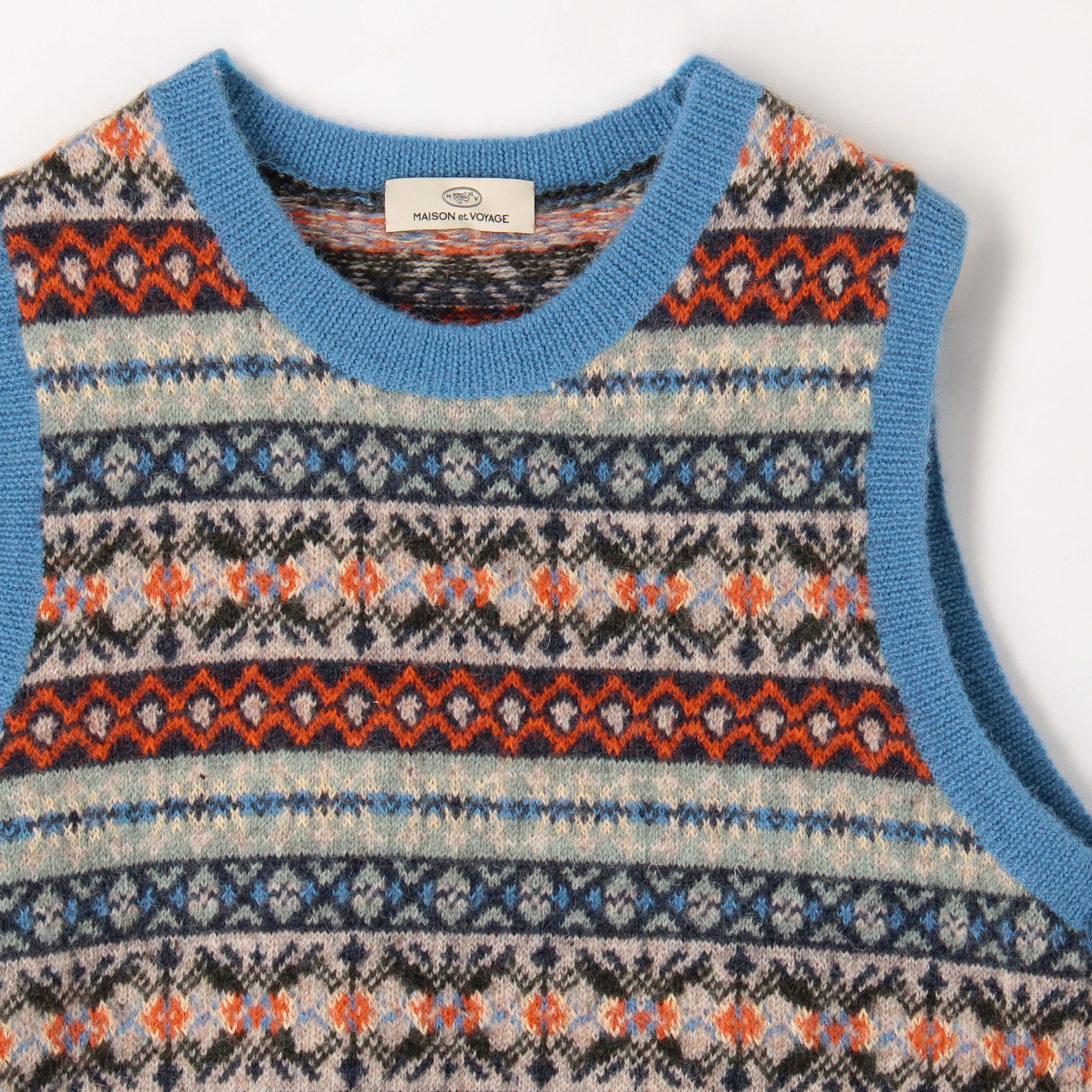 ウールアルパカ フェアアイルジャガード ニットベスト
