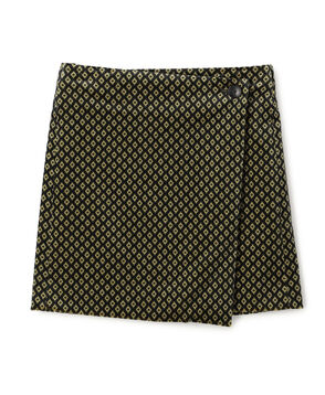 コットンベルベット ジオメトリックプリントミニスカート