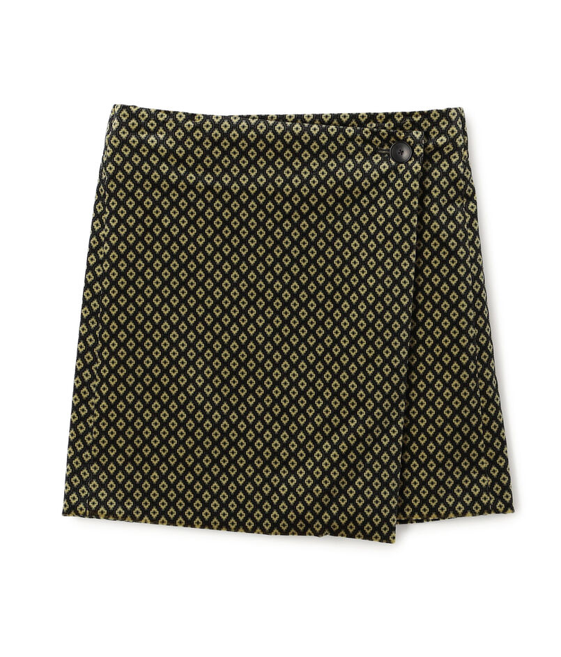 コットンベルベット ジオメトリックプリントミニスカート