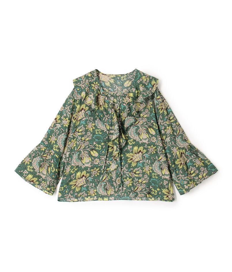 レーヨンプリント フリルブラウス