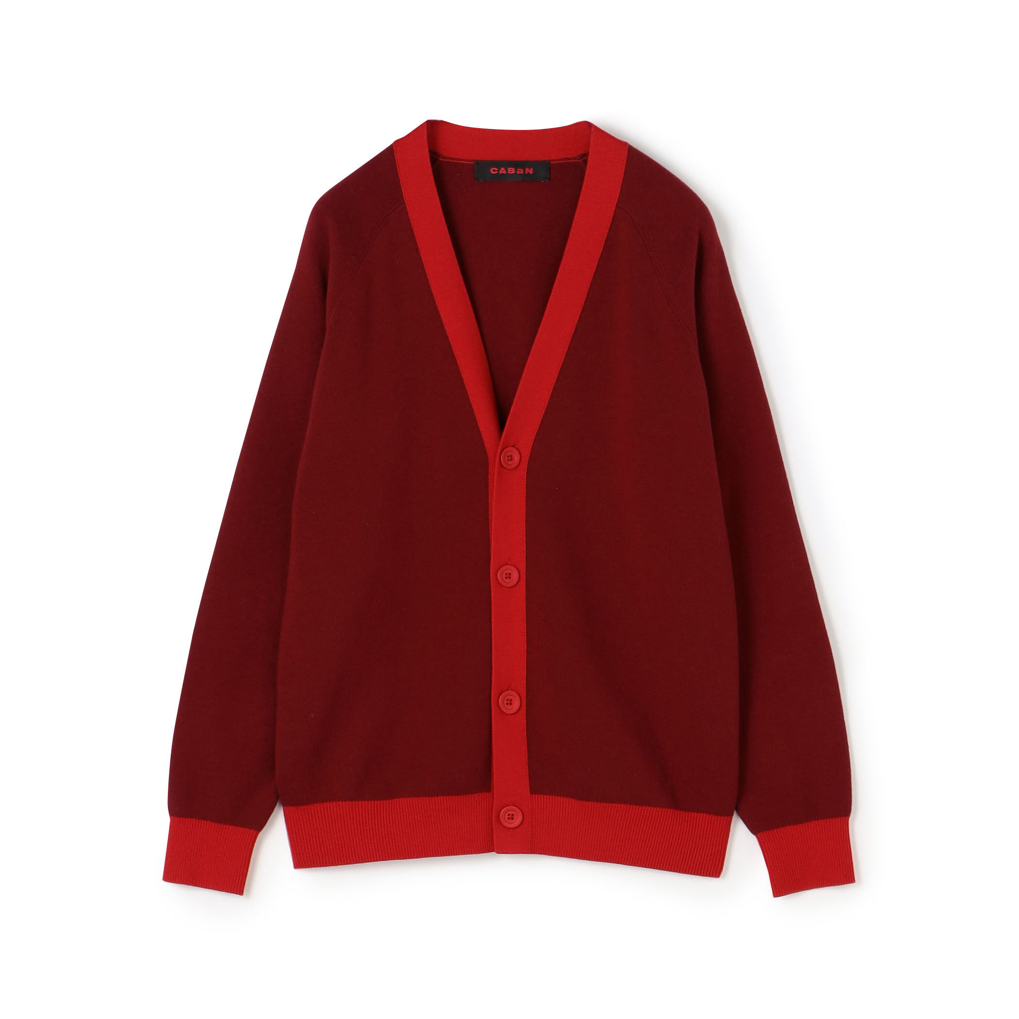 CABaN コットンカシミヤ バイカラーVネックカーディガン