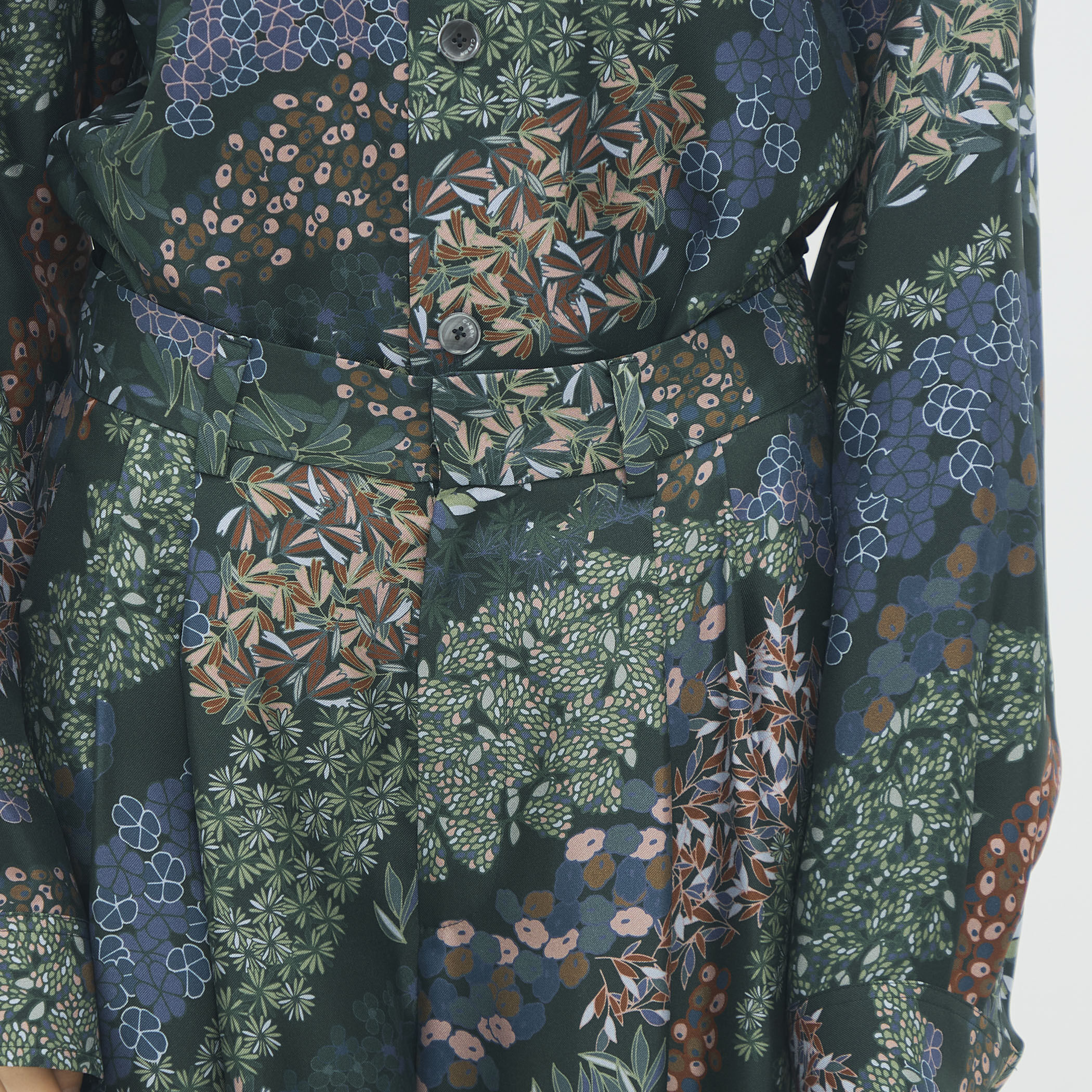 シルクツイル FLOWER RIVERプリント 2タックワイドパンツ