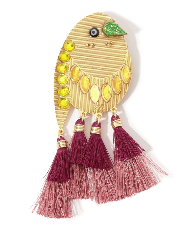 MERCEDES SALAZAR PAJARITO PURPLE ブローチ