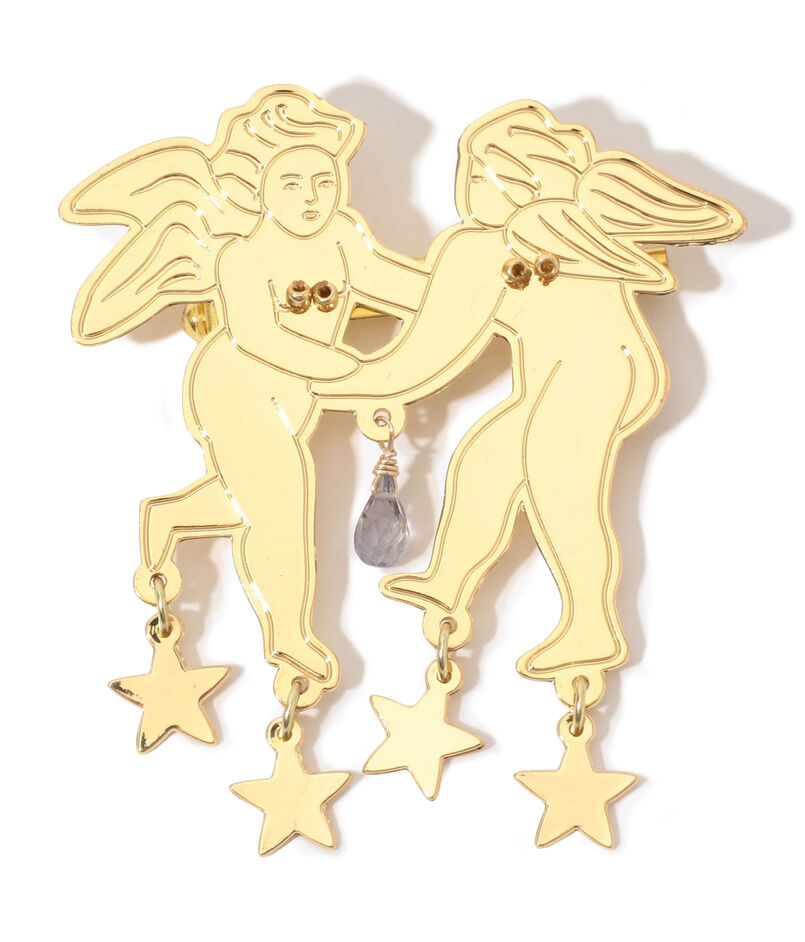 MERCEDES SALAZAR TWO ANGELS STARS ブローチ