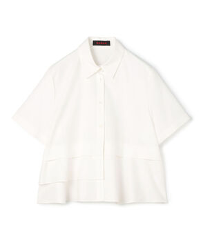 タイプライターダブルクロス アシンメトリックフリルシャツ