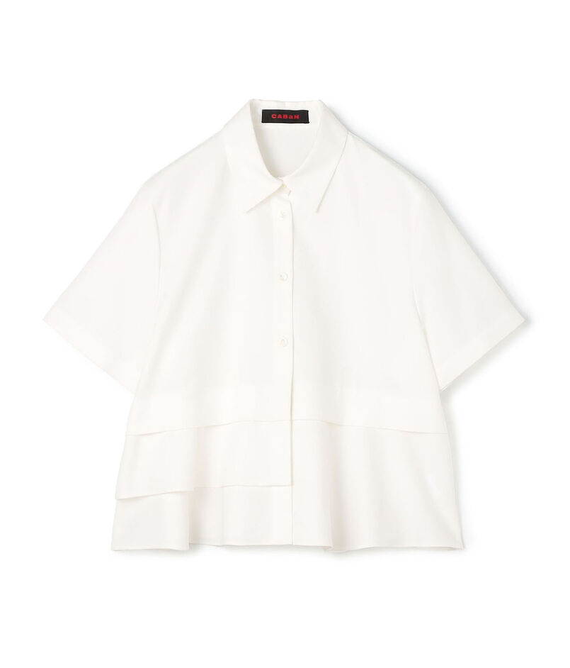 タイプライターダブルクロス アシンメトリックフリルシャツ