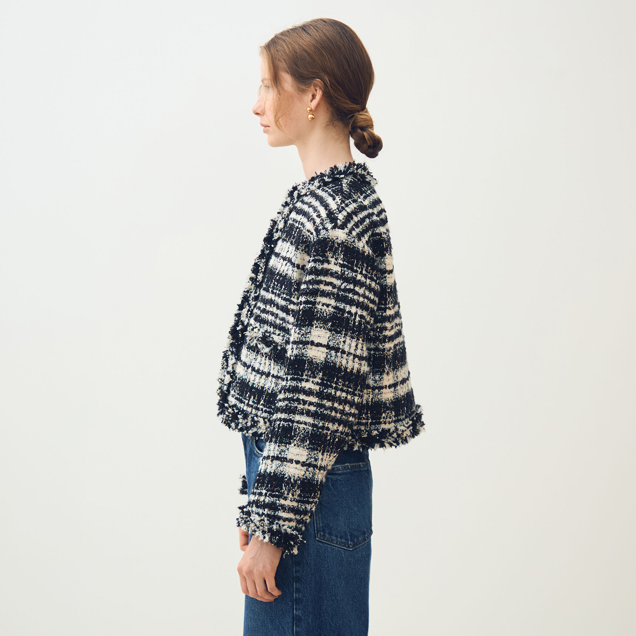 オーロラグレンチェック ノーカラージャケット｜トゥモローランド 公式通販